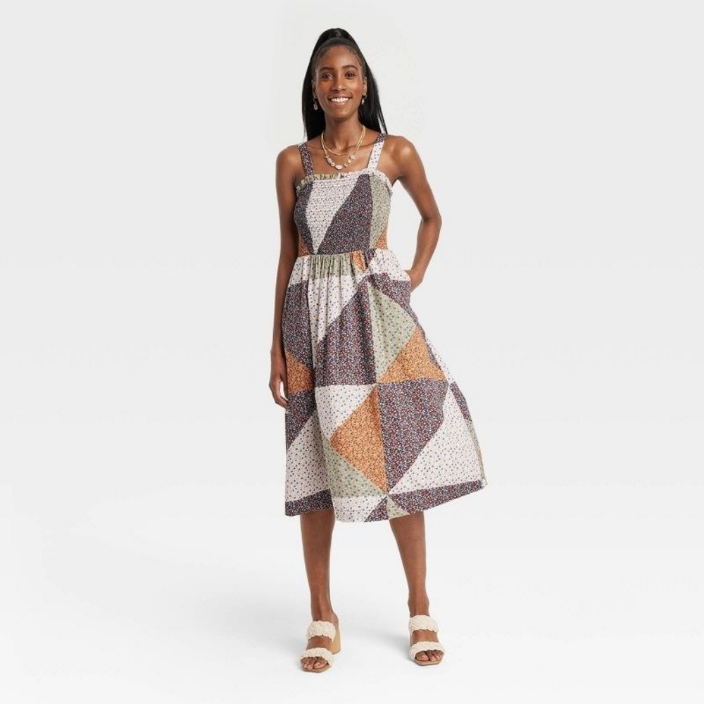 Universal Thread Blue and Green Spaghetti Strap Midi Sundress